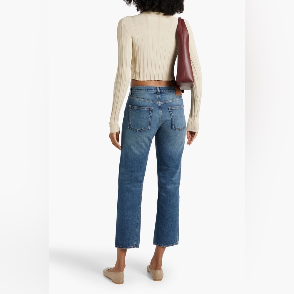 NWT Toteme Cropped High Rise Straight Leg Original Jeans Washed Blue 405 - Picture 4 of 13